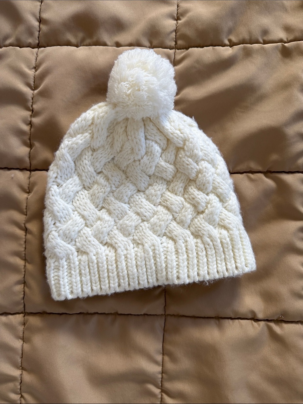 Baby GAP Cream Cable Knit Pom Hat for Kids S/M